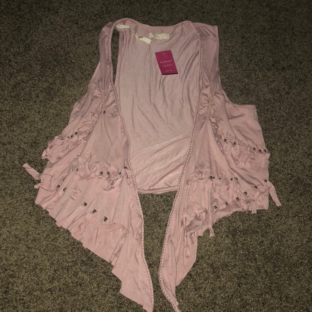 Pink fringe vest